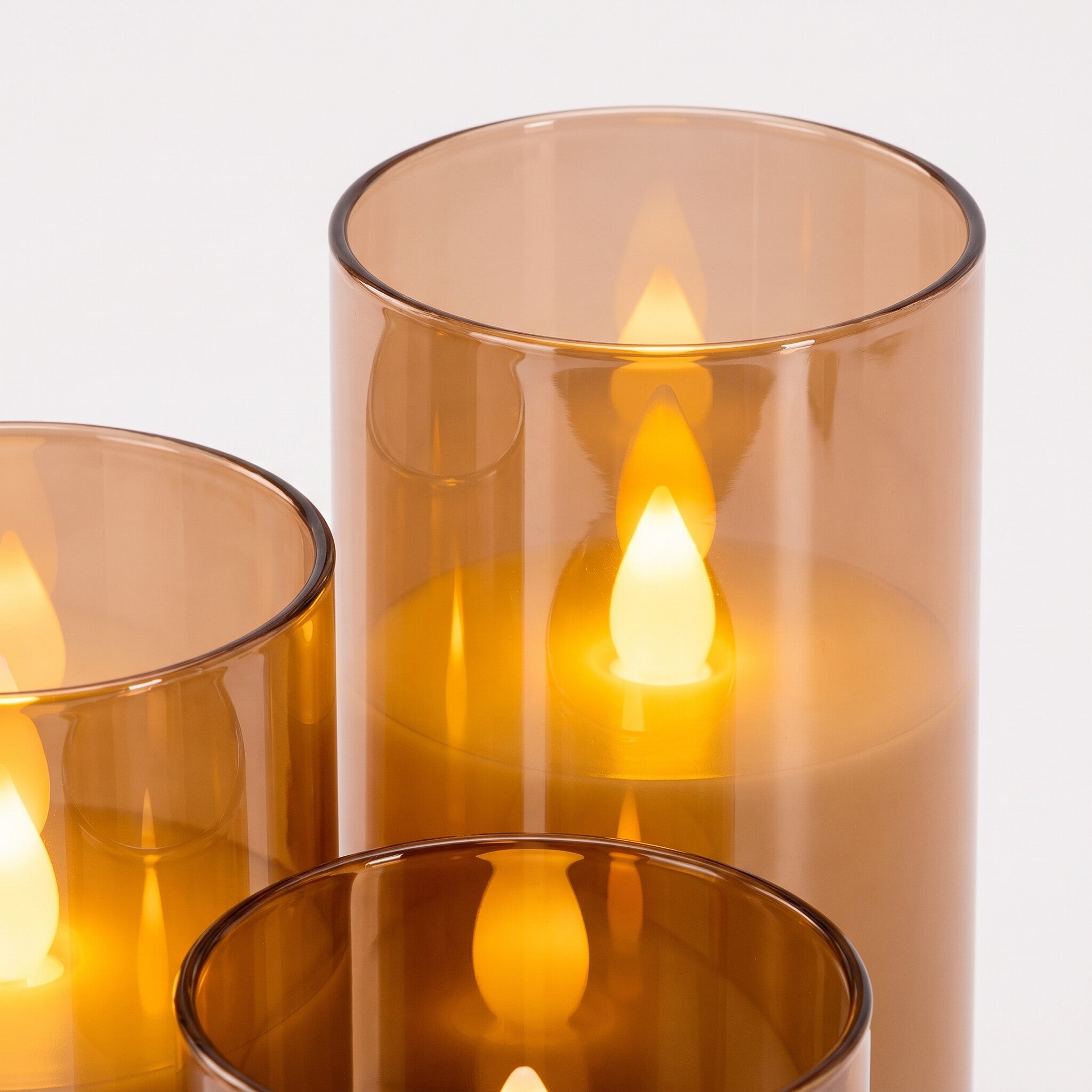 Close detail of the top of the tallest flameless LED candle