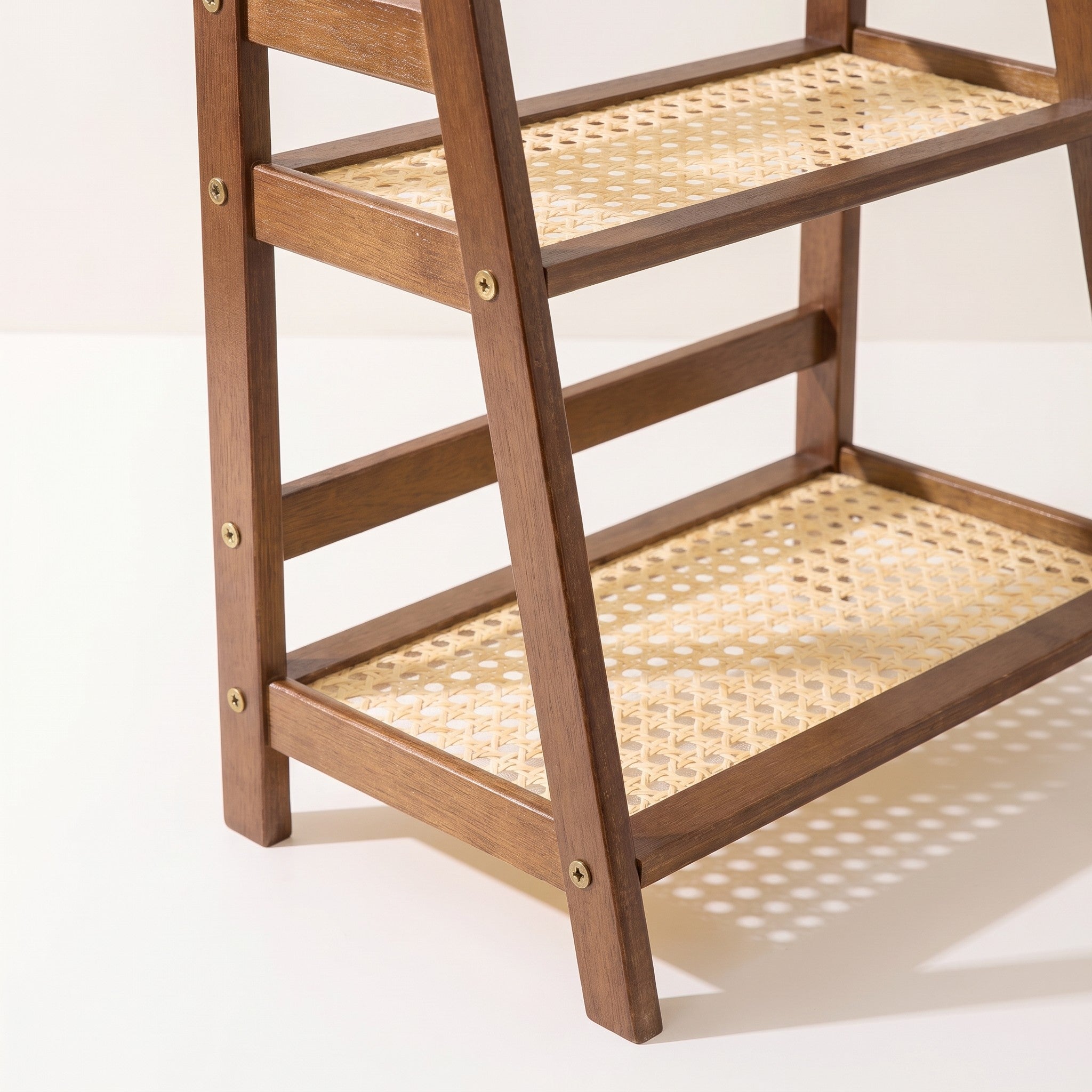 Bamboo cup shelf, detail of joinery and grain