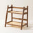 Two-tier bamboo cup shelf, toasted tone, white background