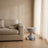 Bowl-top storage end table styled in a warm minimalist living room