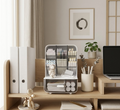 Matte Tiered Desk Organizer with Storage Drawer