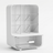 White geometric shelf with triangular design on a white background