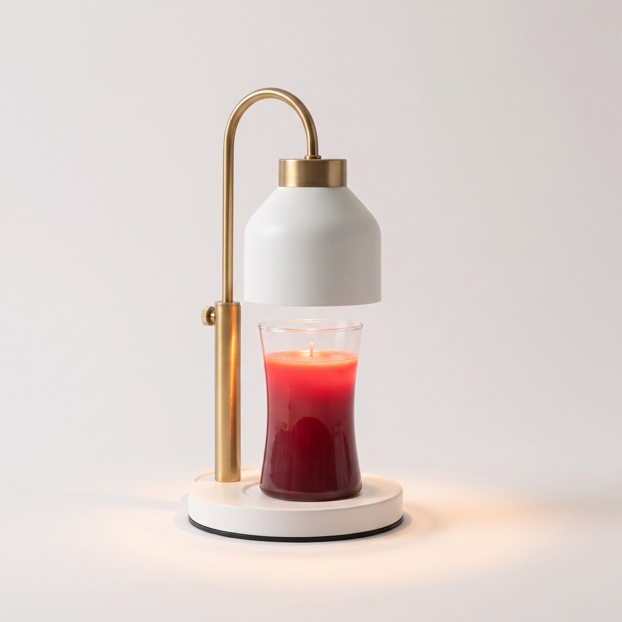 Dual-bulb candle warmer lamp in white over a jar candle, candle not included
