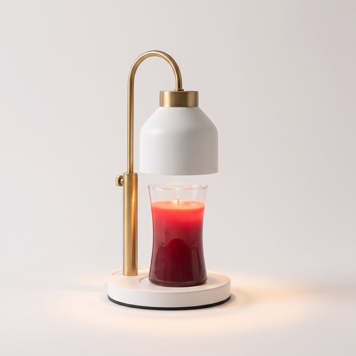 Dual-bulb candle warmer lamp in white over a jar candle, candle not included