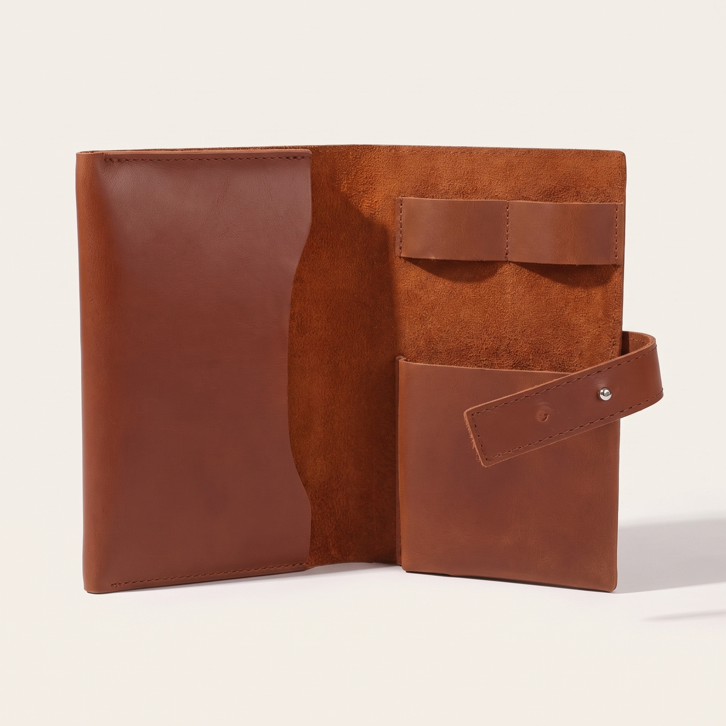 PU Leather Tech Organizer Case in brown, studio product photo on off-white background