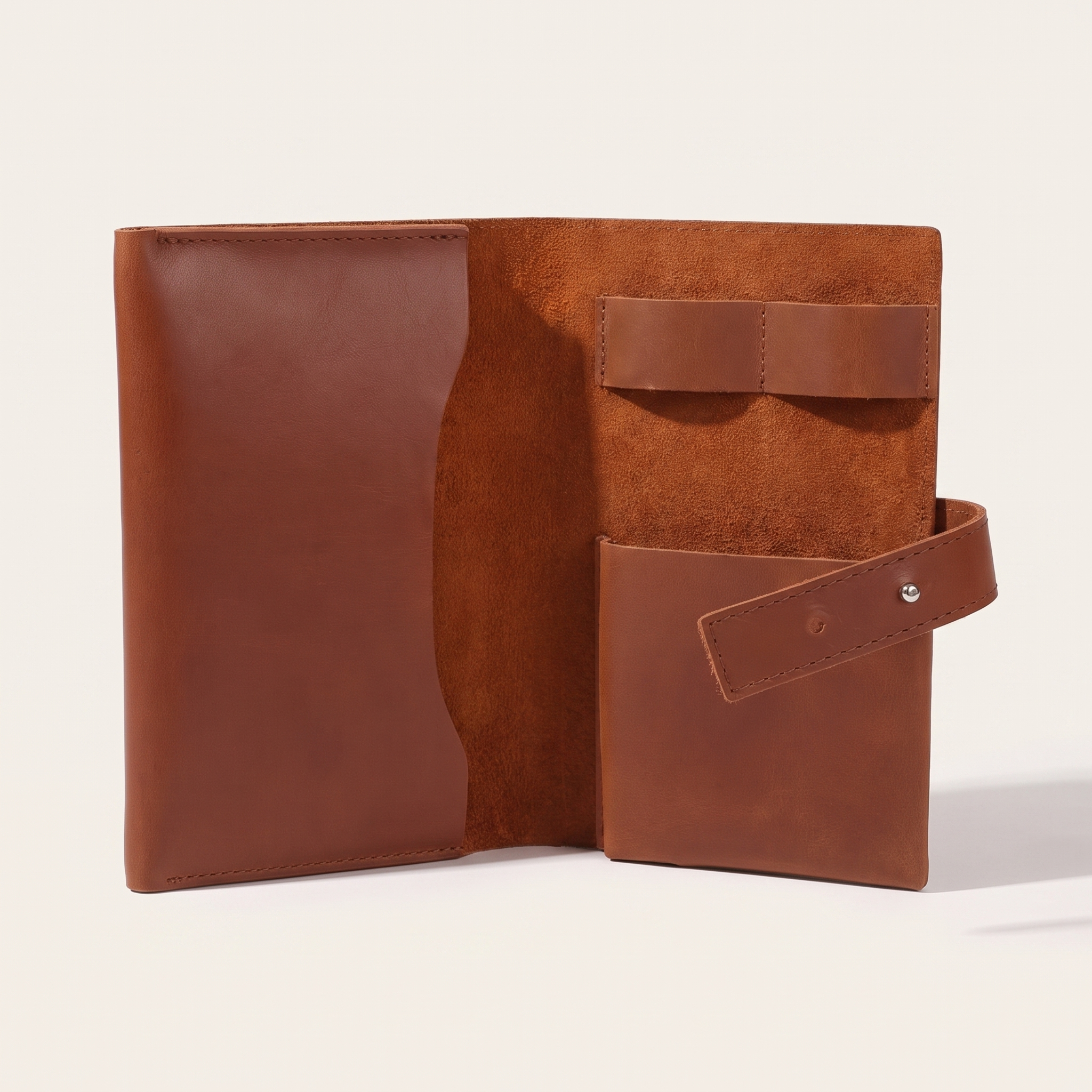 PU Leather Tech Organizer Case in brown, studio product photo on off-white background