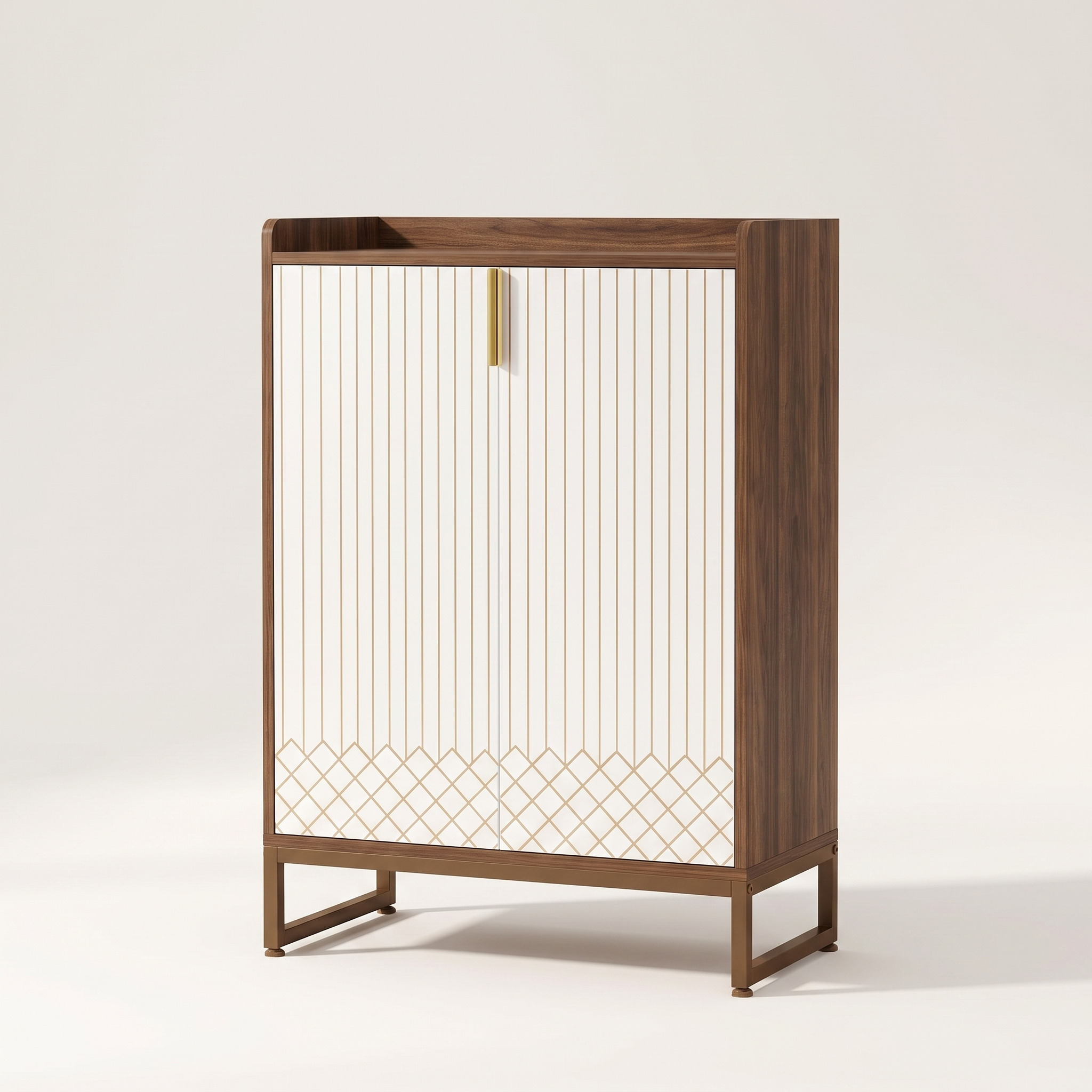 Enclosed 5-tier shoe cabinet in chocolate finish, white studio packshot