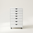 Rolling 7-drawer storage cabinet in white finish, white studio packshot