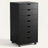Rolling 7-drawer storage cabinet in black finish, white studio packshot
