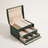 Arched three-layer jewelry box, green finish, studio packshot