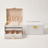 Arched three-layer jewelry box, white finish, studio packshot