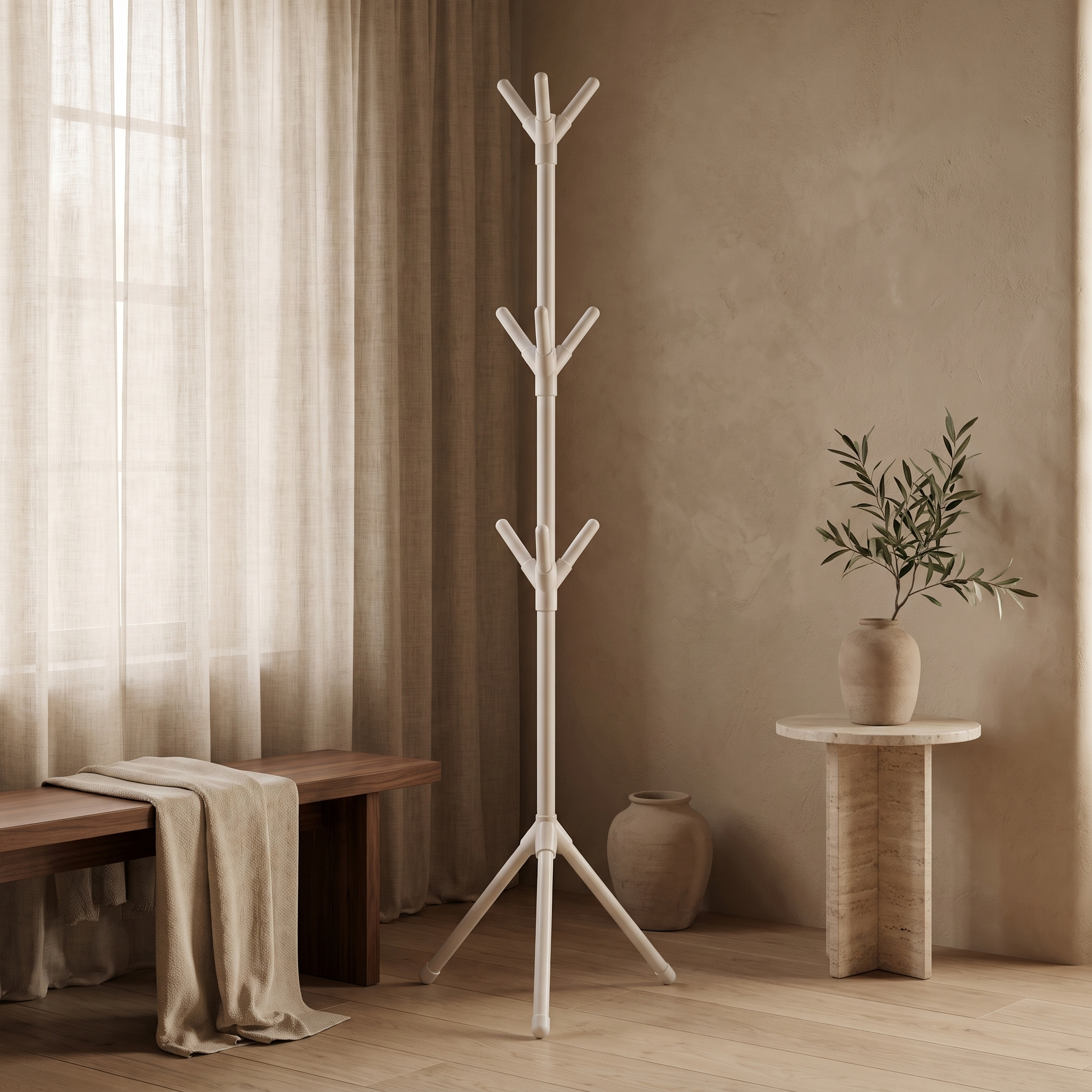 Tree-Branch Freestanding Coat Rack, white — room scene