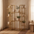 Multi-tier bamboo plant stand, Gold finish, styled in a warm room scene