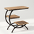 C-shaped 3-tier metal end table, light brown finish, detail view