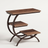 C-shaped 3-tier metal end table, chocolate finish, detail view