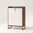 Enclosed 5-tier shoe cabinet in chocolate finish, close-up detail view