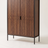 Enclosed 5-tier shoe cabinet in brown finish, close-up detail view