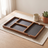Sectioned Wood Desk Tray on a white oak desk with a ceramic mug and small plant