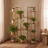 Multi-Tier Bamboo Plant Stand, living room corner with a full plant collection