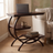 C-Shaped 3-Tier Metal End Table, Chocolate, in use beside a sofa with laptop, mug, and books