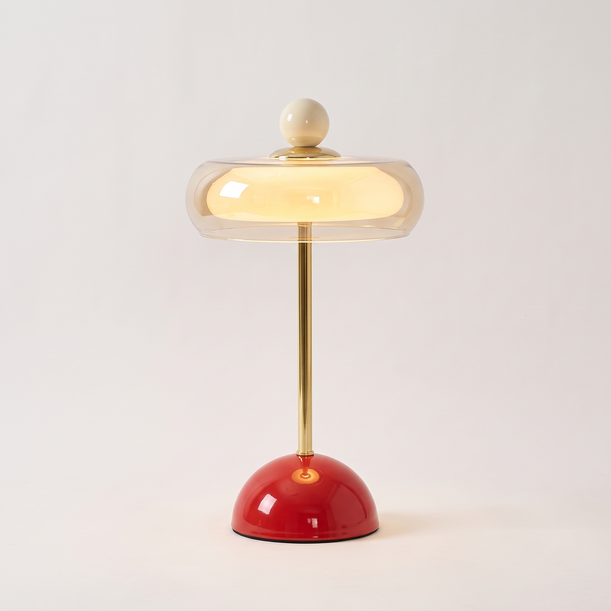 Lacquered Glass Ring Table Lamp — Red — studio hero