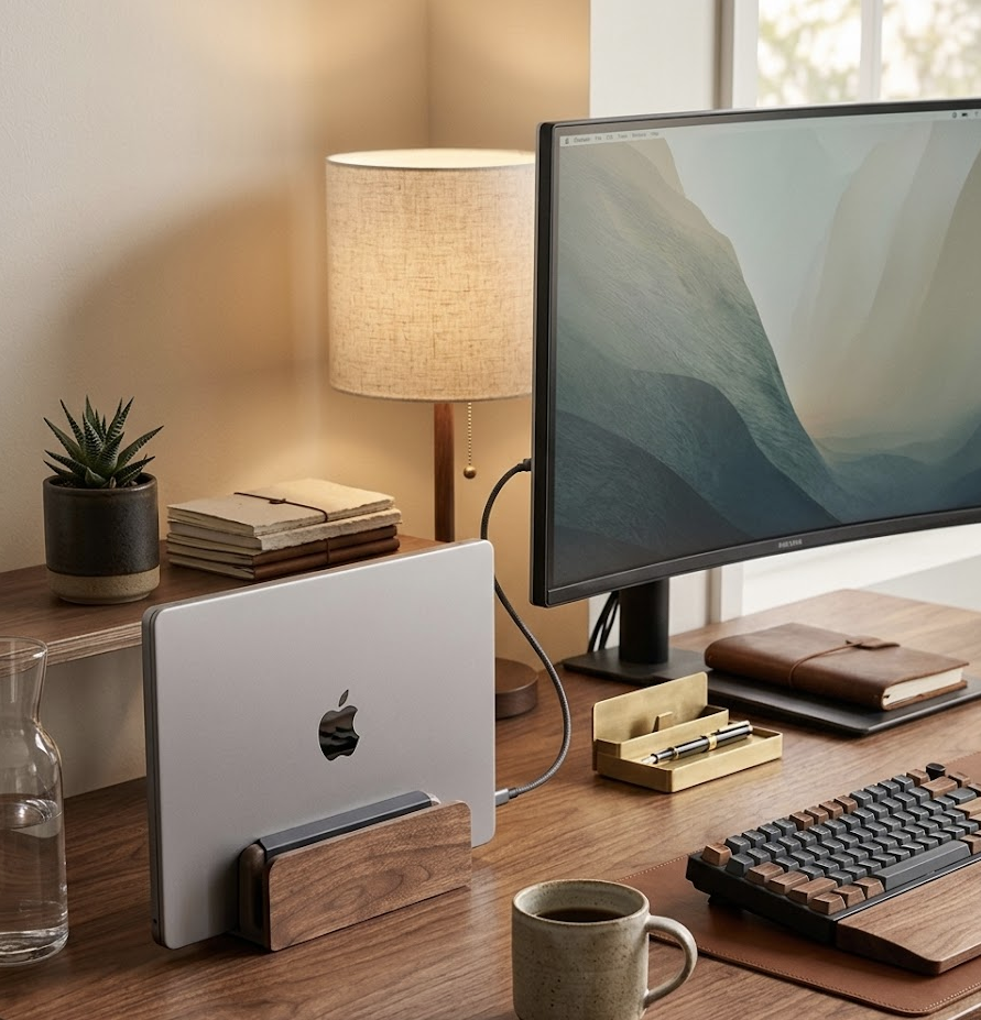 Walnut Vertical Laptop Stand