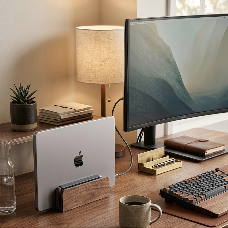 Walnut Vertical Laptop Stand