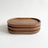 Three-piece oval wood tray set, white background
