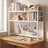 Pegboard-back desktop bookshelf styled in use on a desk