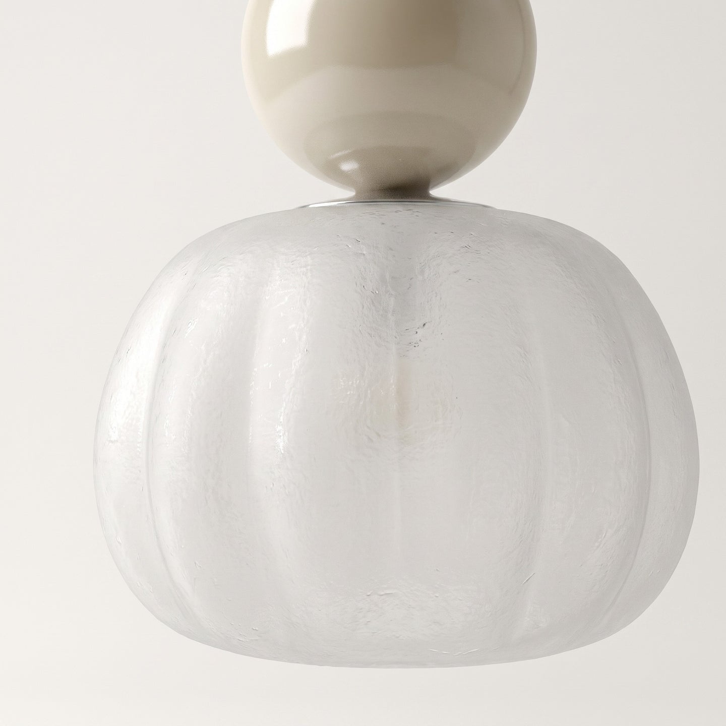 Close-up of glass pumpkin pendant light, single head, beige