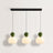 Pendant Light, Glass Pumpkin Shade, 1 or 3 Heads, G9 LED Bulb, Adjustable Cord Up to 59in, Glass and Metal Build, 3 Heads, Green
