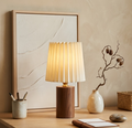 Walnut Pleated Desk Lamp