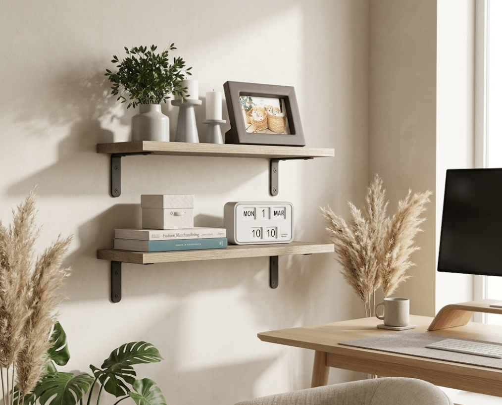 Natural Oak Floating Wall Shelves