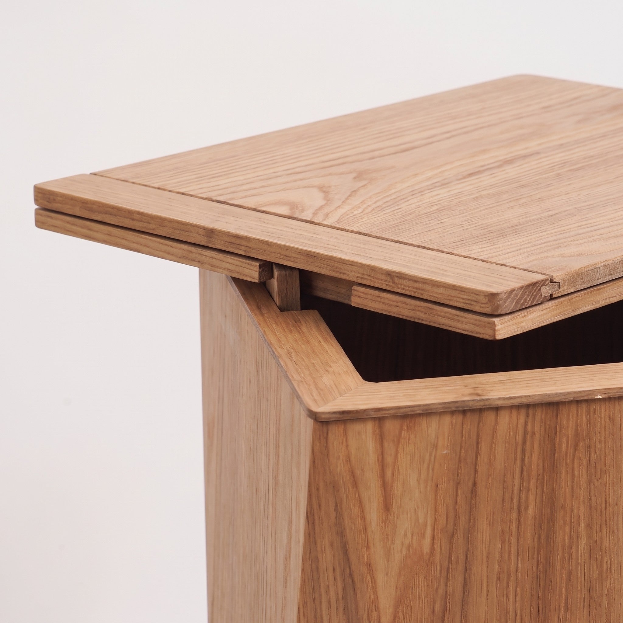 Close detail of the bin's flap lid mechanism