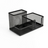 Black metal desk organizer on a white background