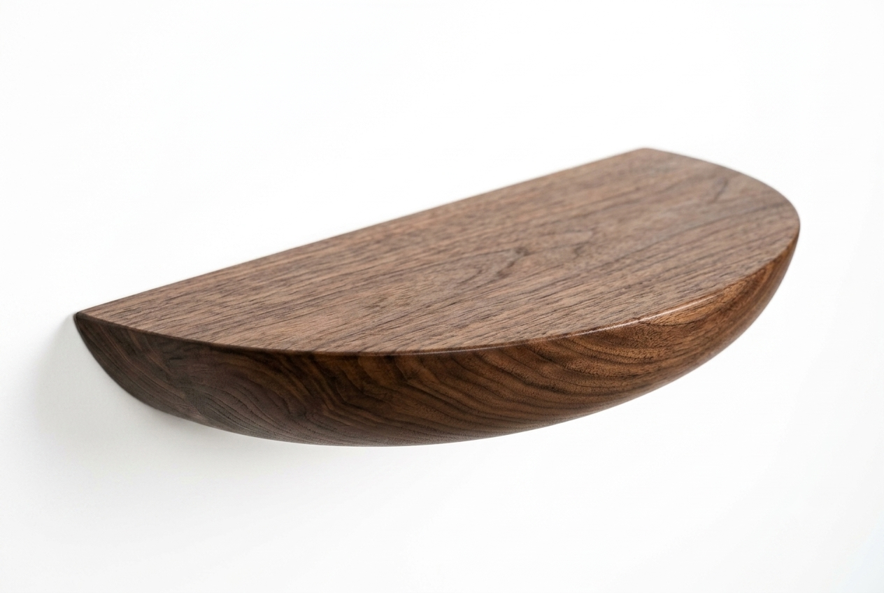 Walnut Half-Moon Floating Wall Shelves