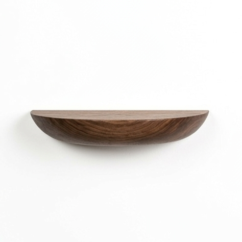walnut wood shelf on a white background