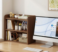 Tiered Walnut Desktop Bookshelf Organizer
