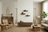 Modern living room with wooden furniture and decor