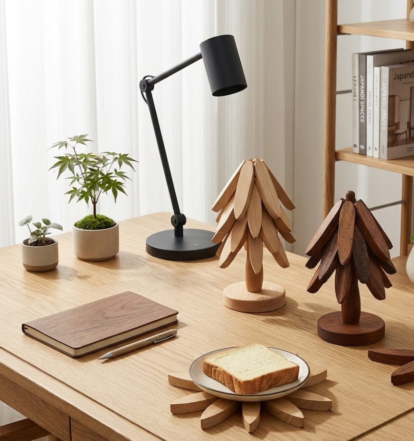 Wood Tree Coaster Set